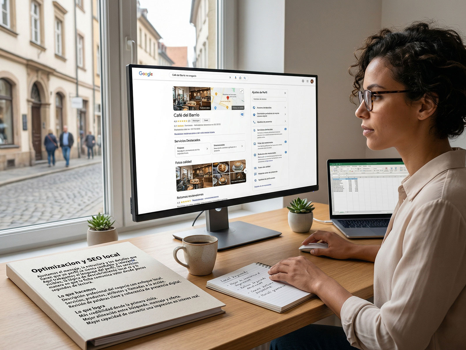 Placeholder de una auditoria de SEO local, categorias, servicios y descripcion de negocio.